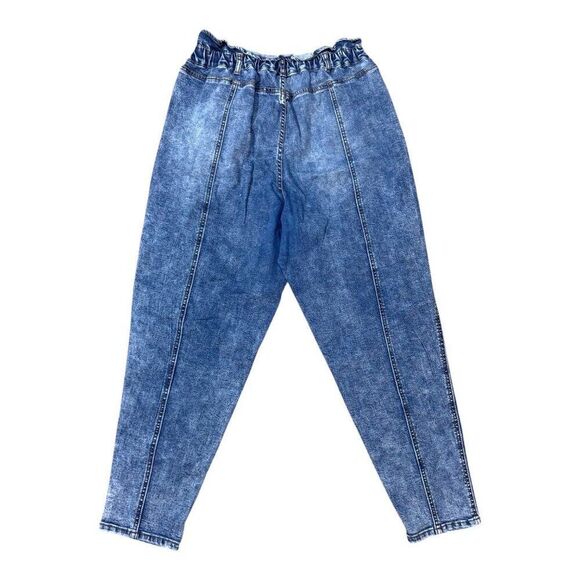 Vintage America High Waist Paperbag Mom Jeans 14 Relaxed Elastic Waist Blue Pant - Picture 2 of 4